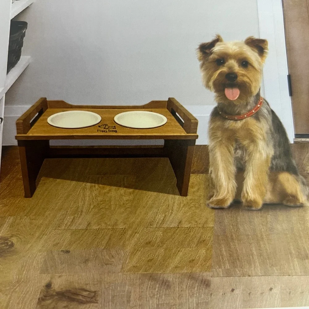 Wooden stand for pet food